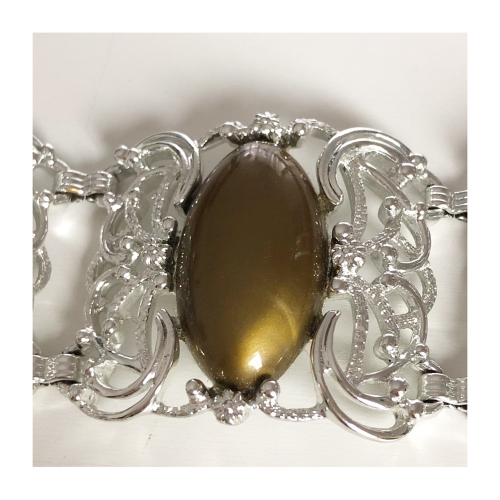 Vintage SARAH COVENTRY Silver Tone Filigree Link Bracelet w/ Multi-color Lucite - Picture 7 of 16